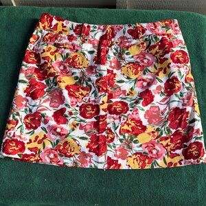 LOFT Floral Mini Skirt in Red and Yellow